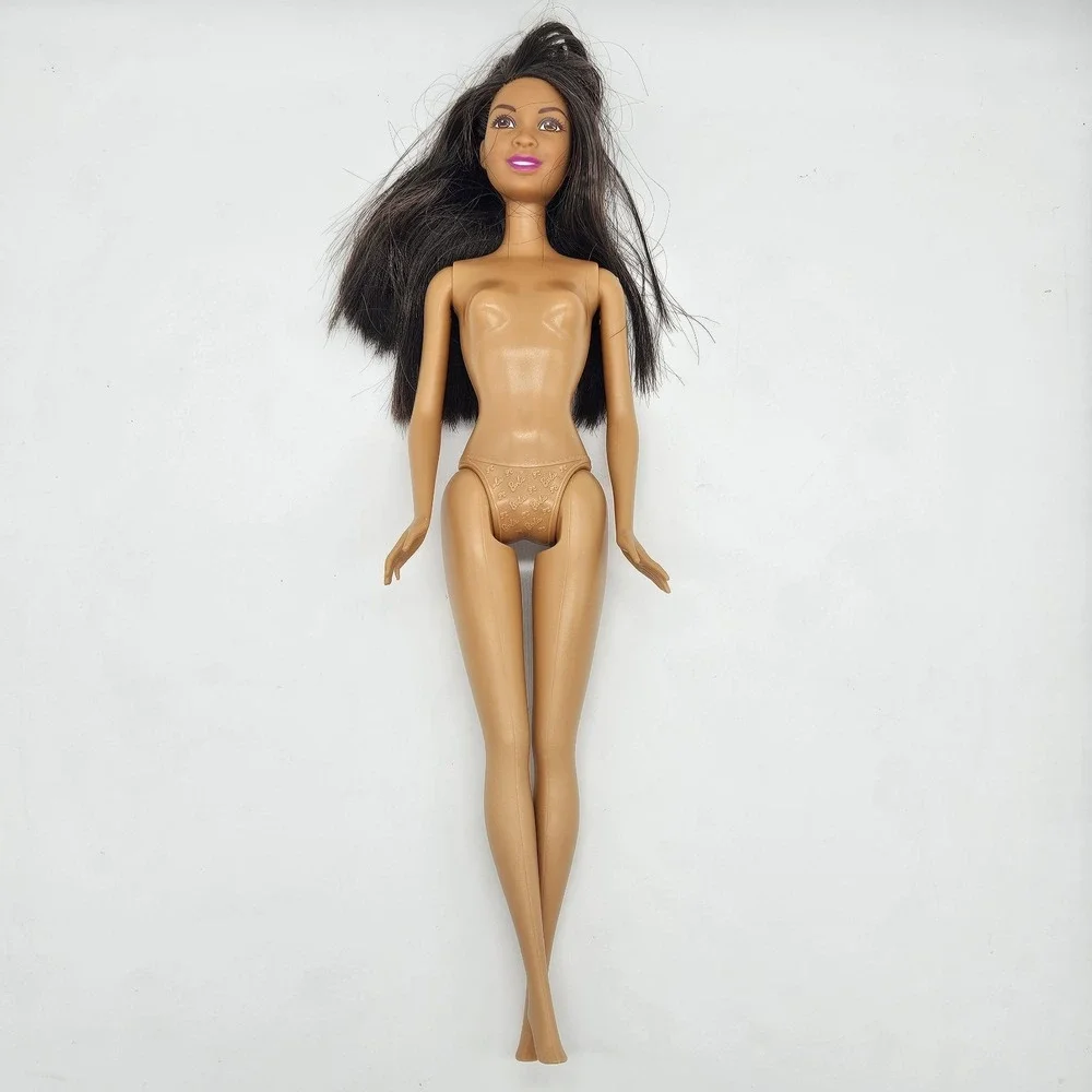 Barbie Doll African American Dark Hair Brown Eyes Purple Polka Dot Dress Mattel